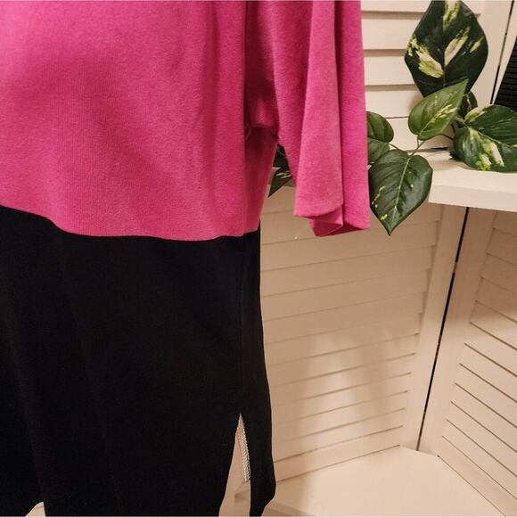 MISOOK PETITE COLORBLOCK BLOUSE BLACK / PINK SLIT SLEEVE SIZE MED - Picture 3 of 5